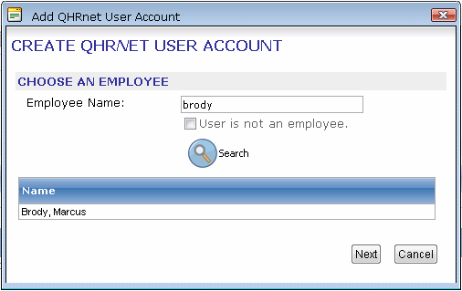 qhrnet add user account dialog